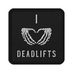 I Heart Deadlifts Skeleton Hands Embroidered Patch | Motivate FitnessGifts for Herhandwritten fontghostly cuteness