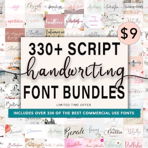 Über 300 handgeschriebene Schrift-Bundle, Handschrift-Schrift, Kalligraphie-Schrift, Schreibschrift, Cricut, Procreate, Canva, Hochzeit, Handlettering