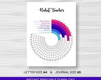 Printable Habit Tracker Rad: Monatlicher Zielplaner (Digitaler Download)