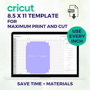Cricut 8,5 x 11 afdrukken en vervolgens knippen formaatsjabloon | Maximaliseer de werkruimte, verminder vinylafval | Print- en snijhandleiding voor ontwerpruimte | PNG-download