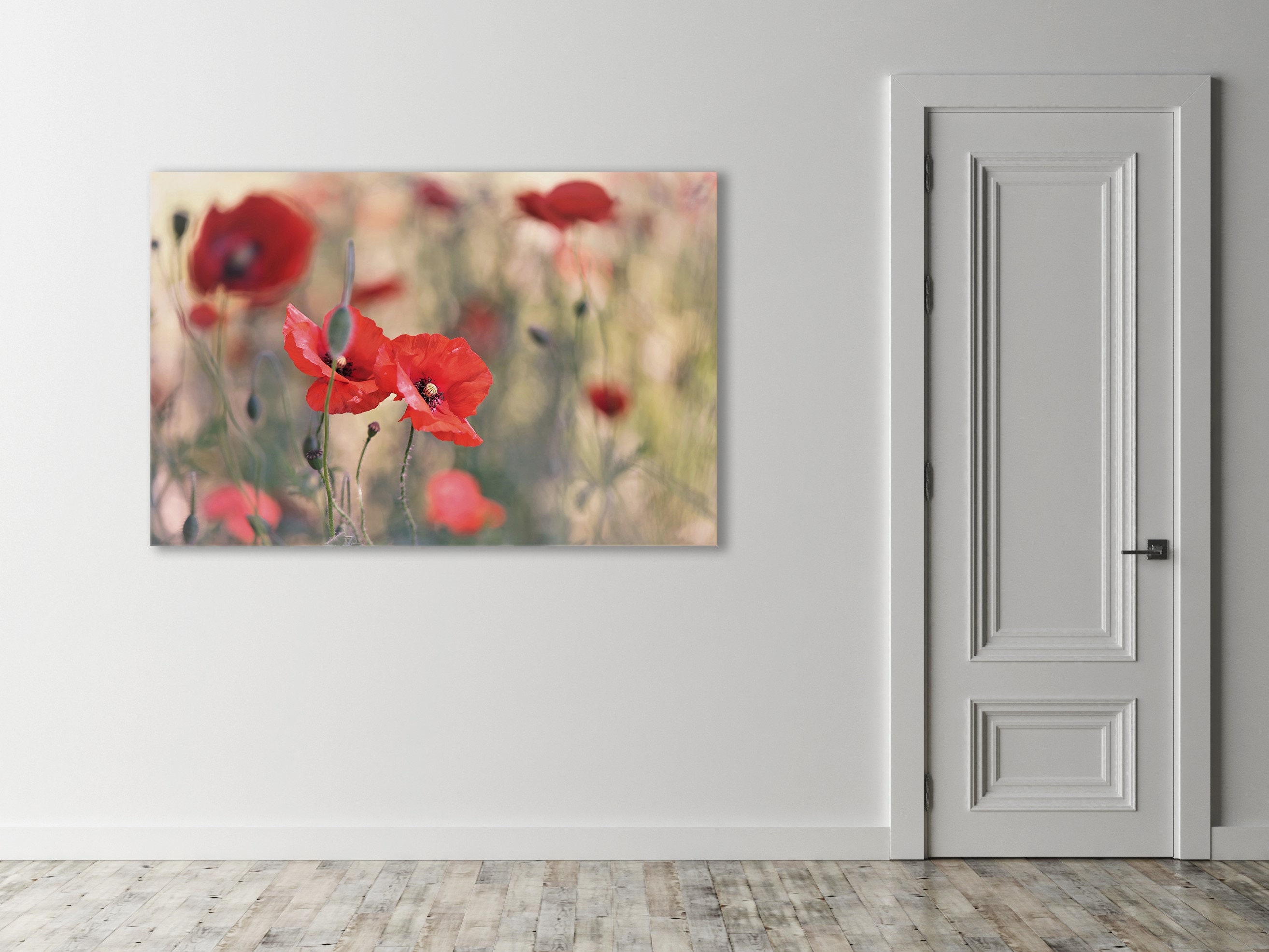 Gemälde, Das Eine Rote Mohnblume Darstellt - Leinwandbild • DE