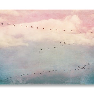 Image sur toile grues, vintage, peinture murale, photographie, art mural, toile, migration d'oiseaux, oiseaux, Delgado