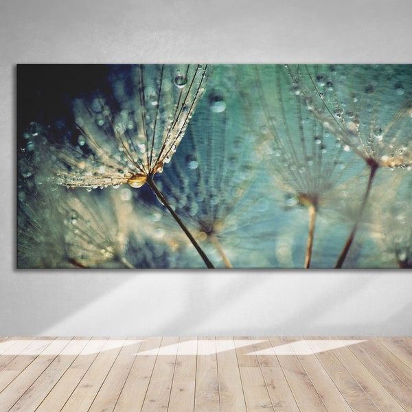 Canvas picture dandelion turquoise / gold, mural, photography, wall art, canvas, dandelion, nature, flower, Delgado