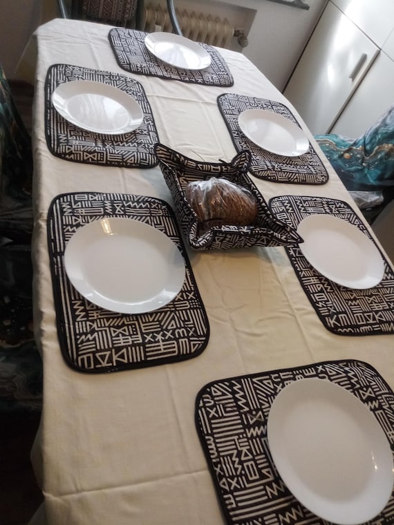 Platzdecken waschbar mit afrikanische Baumwollstof, Tischsets aus Stoff, set de table en tissu wax, african placemats