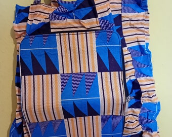 Reusable and foldable shopping bag with African fabric, pencil case shopping bag