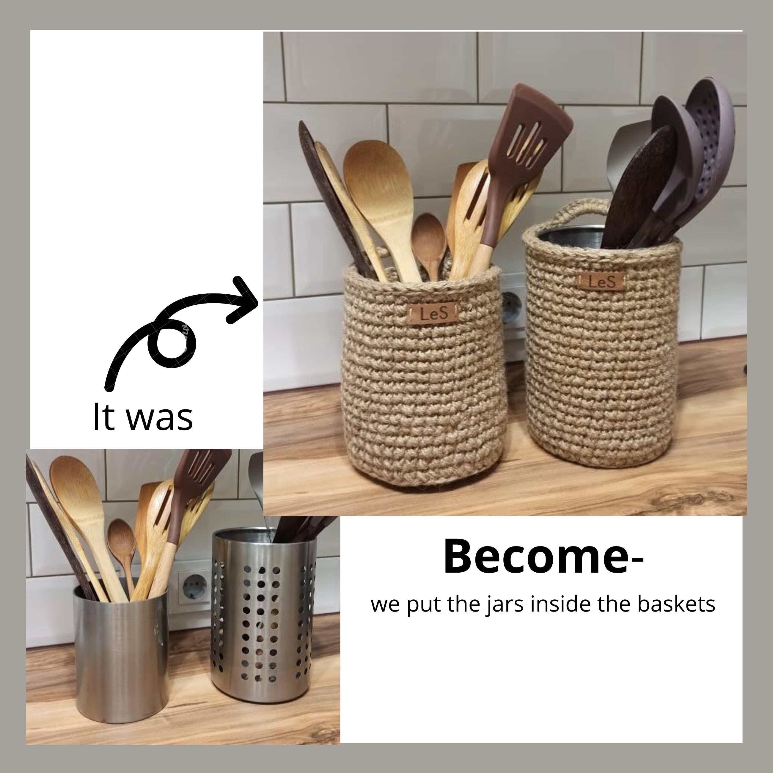 Wall hanging storage baskets Jute hanging baskets Kitchen Etsy