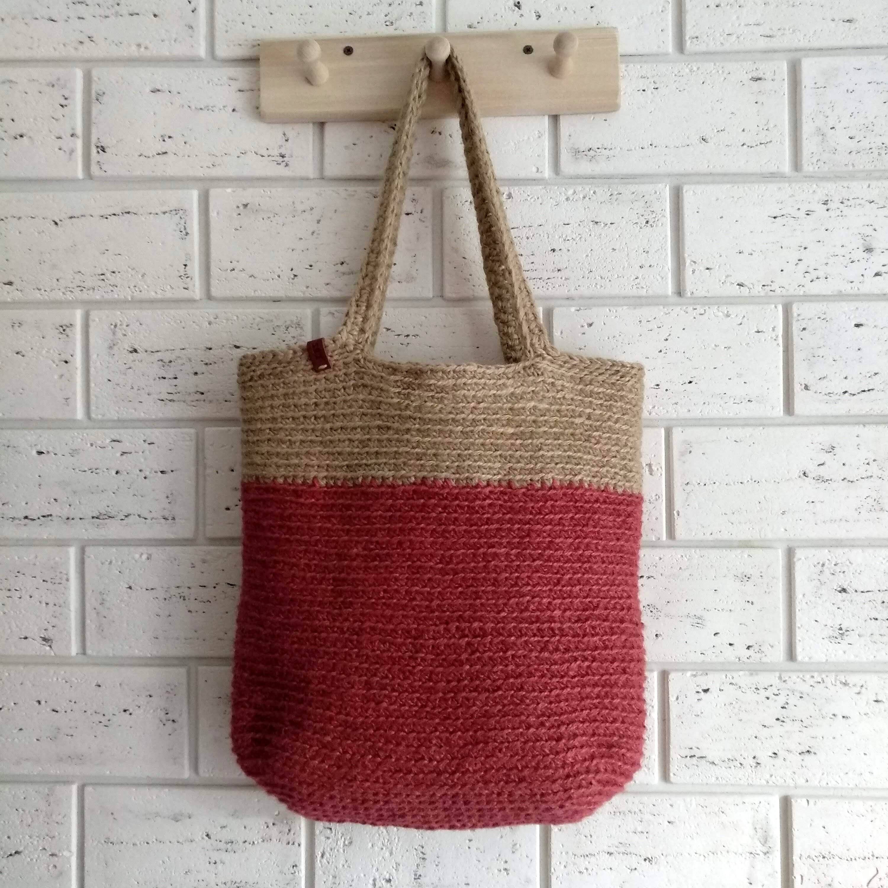 Handmade jute bag Crochet jute bag Jute shopping bag Bag Etsy