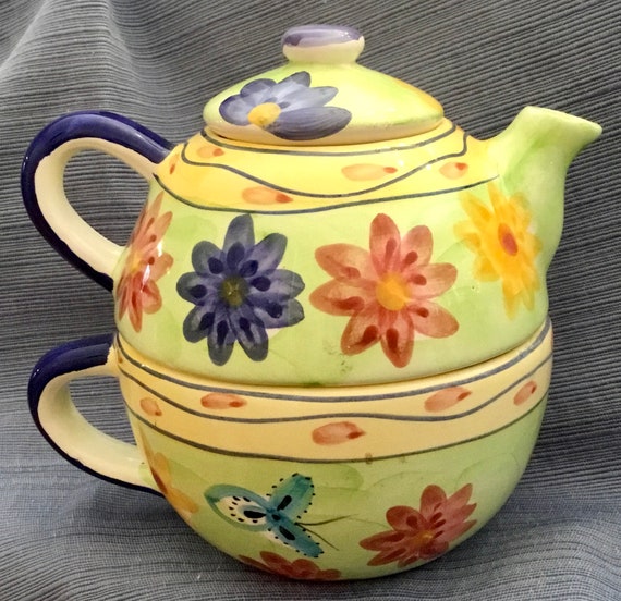 Whimsical teapot and cup combo Etsy