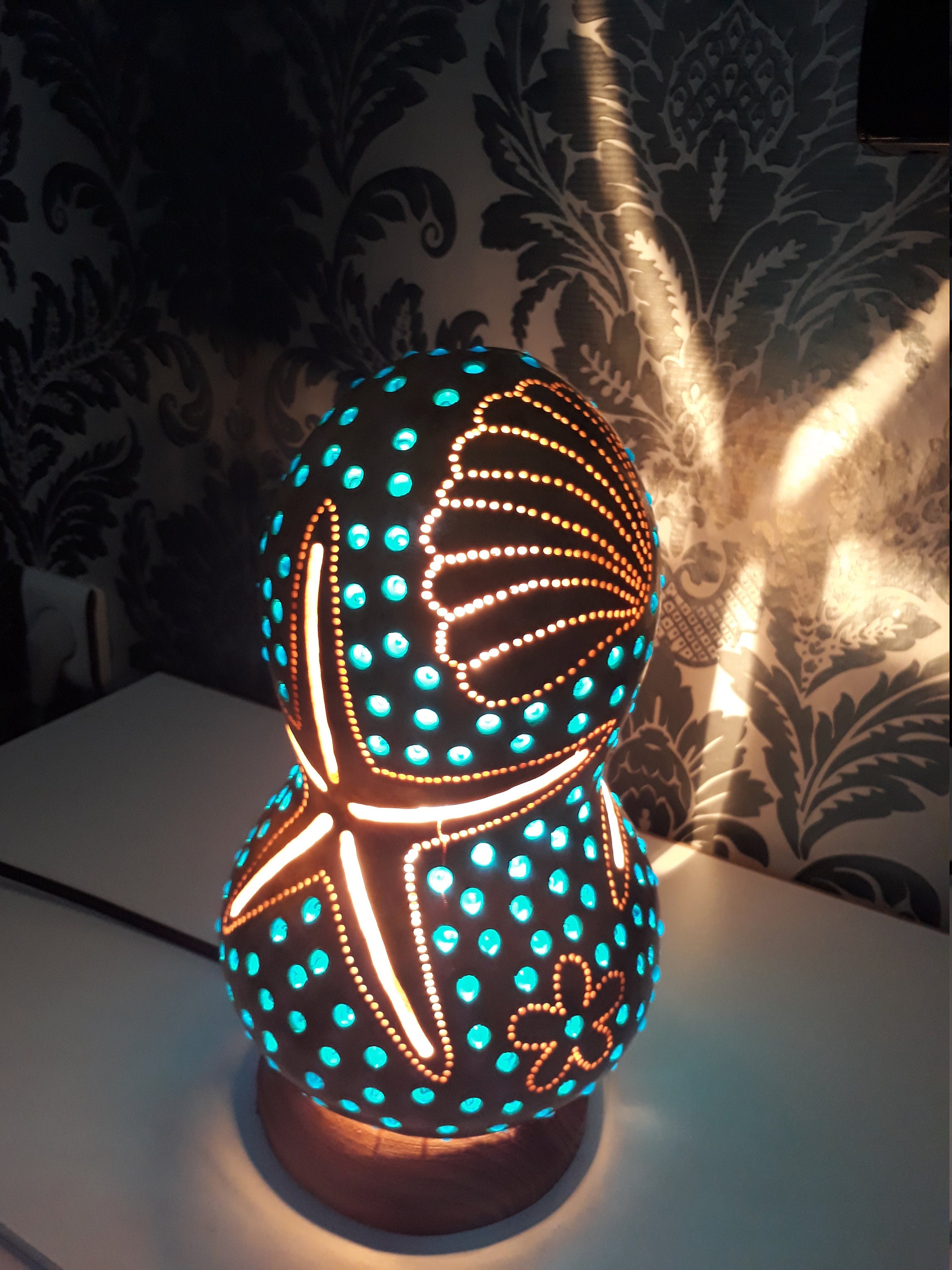 Zeester Kalebas Lamp Fairy Light Kroonluchter Lampenkap Etsy