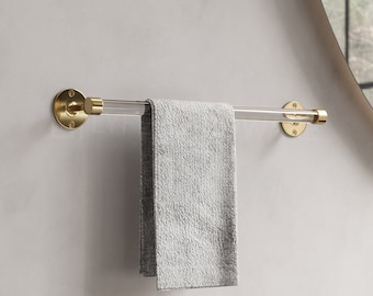 Acrylic Lucite Towel Bar | Bathroom Towel Rod | Traditional Towel Rack | Multiple Finishes | LyfeHardware