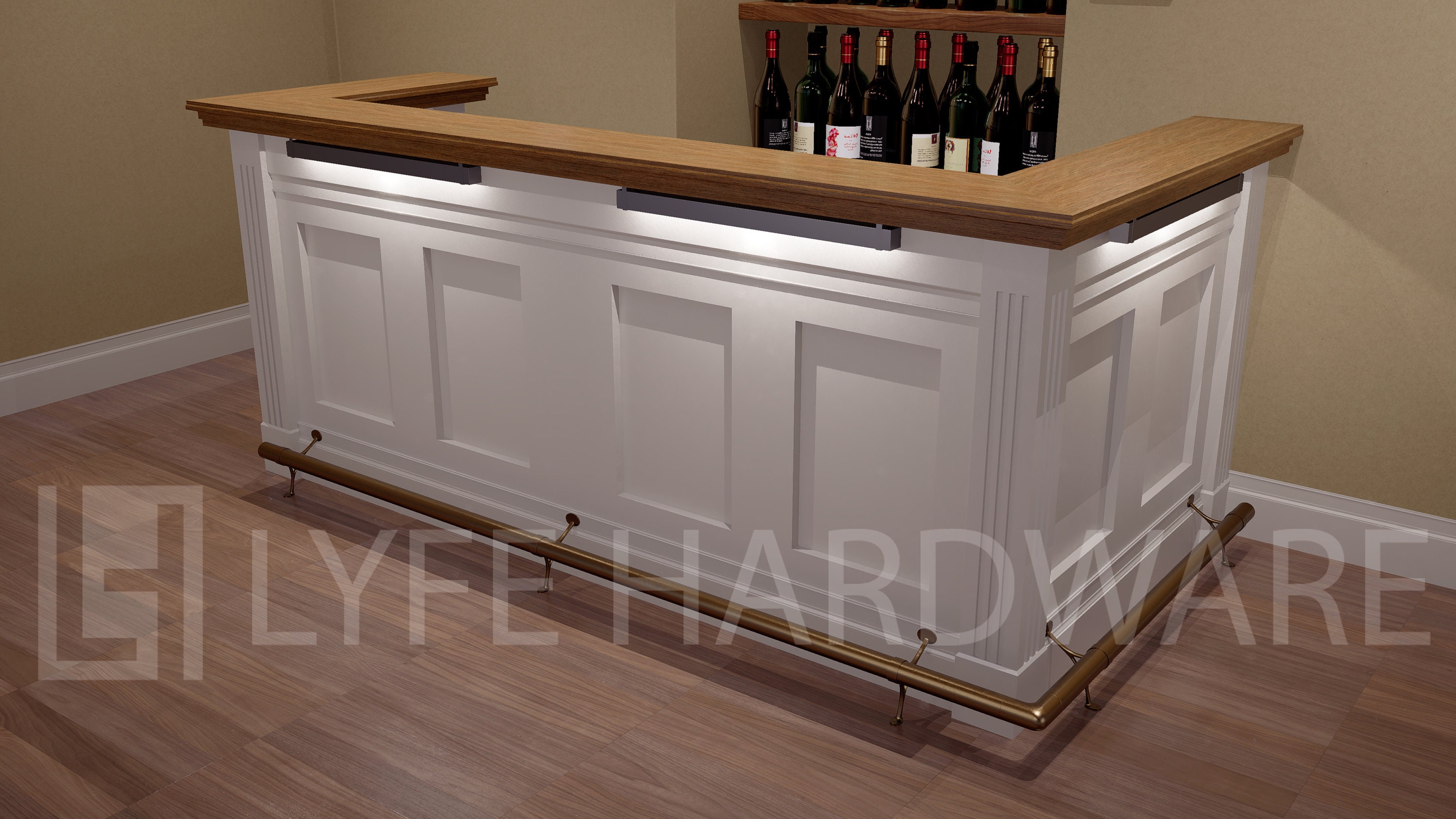 Custom Antique Brass Bar Foot Rail Kit High Quality Metal Etsy UK