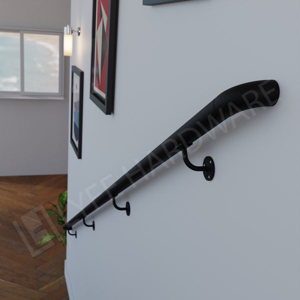 Custom Matte Black Handrail Kit (with Wall Return) | High Quality Metal Staircase Rail | Easy to Fix Railing | LyfeHardware
