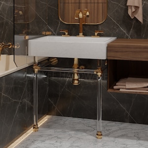 Custom Acrylic Lucite Sink Legs | Luxury Sink Base Support | Multiple Finishes | Vanity Legs for Bathroom Powder Room w/o Sink| LyfeHardware
