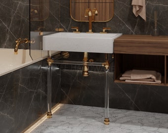 Benutzerdefinierte Acryl Lucite Sink Legs | Luxus-Waschbecken-Untergestell | Mehrere Oberflächen | Waschtischbeine für Badezimmer Pulverzimmer ohne Waschbecken | LyfeHardware
