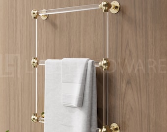 Acrylic Lucite Three Bar Bathroom Towel Rack | Towel Holder For Multiple Towels | Wall Mounted Towel Storage | LyfeHardware