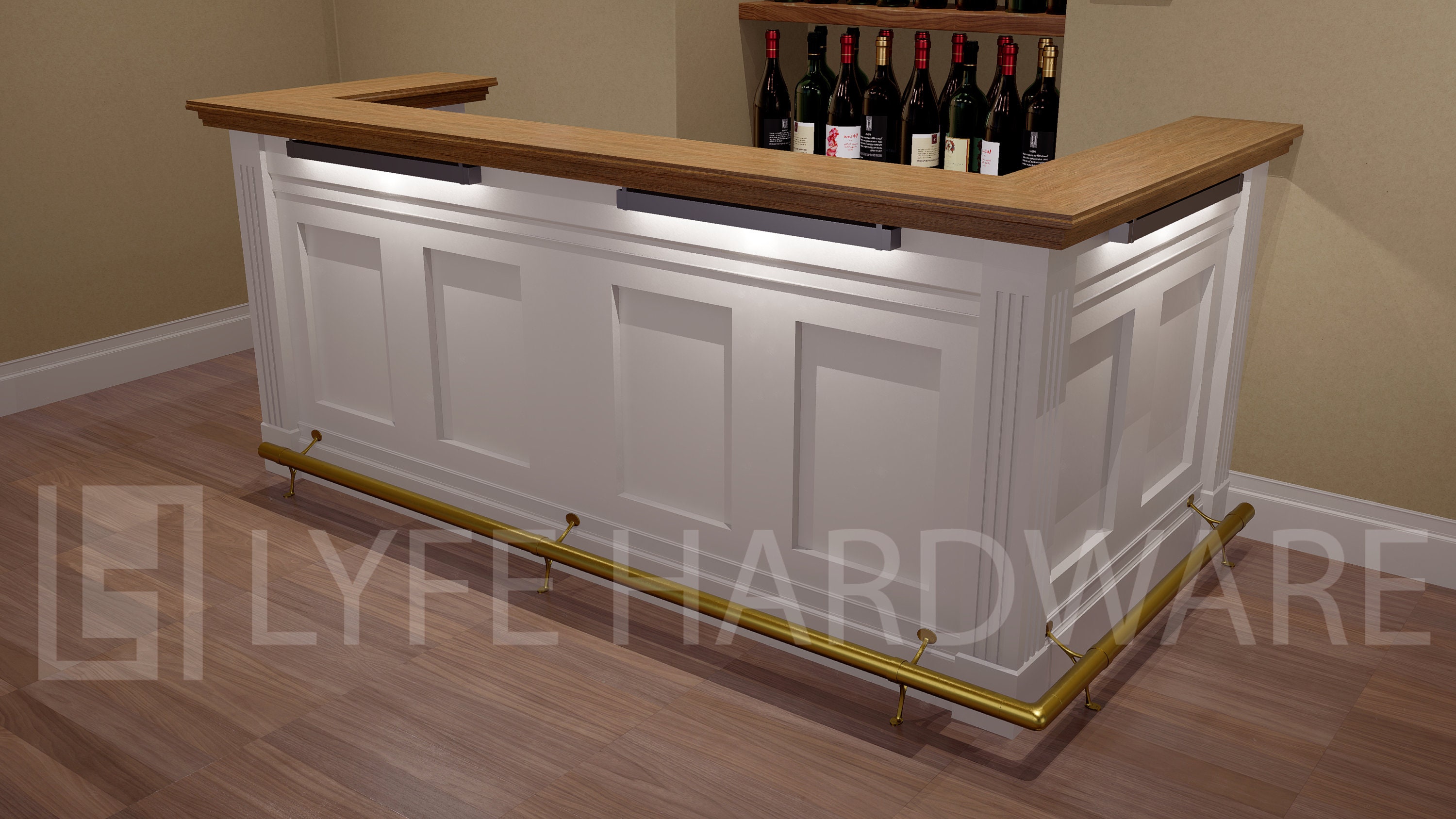 Custom Polished Brass Bar Foot Rail Kit High Quality Metal Etsy
