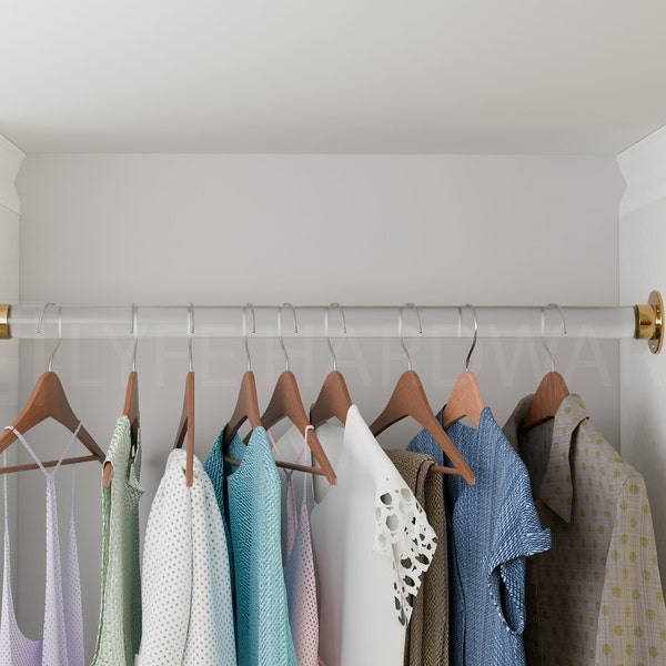 Acrylic Laundry Room Lucite Rod | Shower Curtain | Closet Rod | Minimalist Decor | Hanging Drying Rack | LyfeHardware