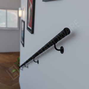 Benutzerdefiniertes mattschwarzes Handlauf-Kit (mit Endkappen) | Hochwertiges Messing Metall Treppengeländer | Einfach zu befestigendes Geländer | LyfeHardware