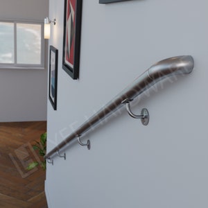 Custom Brushed Stainless Steel Handrail Kit (with Wall Return) | High Quality Metal Staircase Rail | Easy to Fix Railing | LyfeHardware