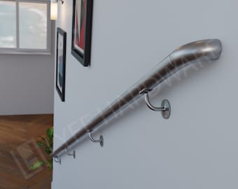 Benutzerdefiniertes Handlauf-Kit aus gebürstetem Edelstahl (mit Wandrückgabe) | Hochwertiges Metall Treppengeländer | Einfach zu befestigendes Geländer | LyfeHardware