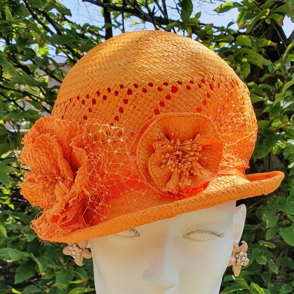 Handmade women's hat from natural fibers - summer hat, wedding, guest hat, fascinator, special events