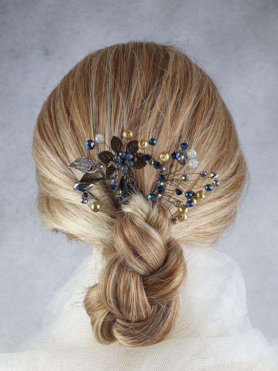 Buy Elegant Handmade Hair Comb With Copper-colored Metal  display picture 1