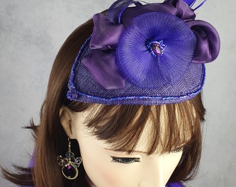 Fascinador de organza e crinolina feito à mão, elegante cocar feminino, cocar de convidado, cocar de noiva, ocasião especial