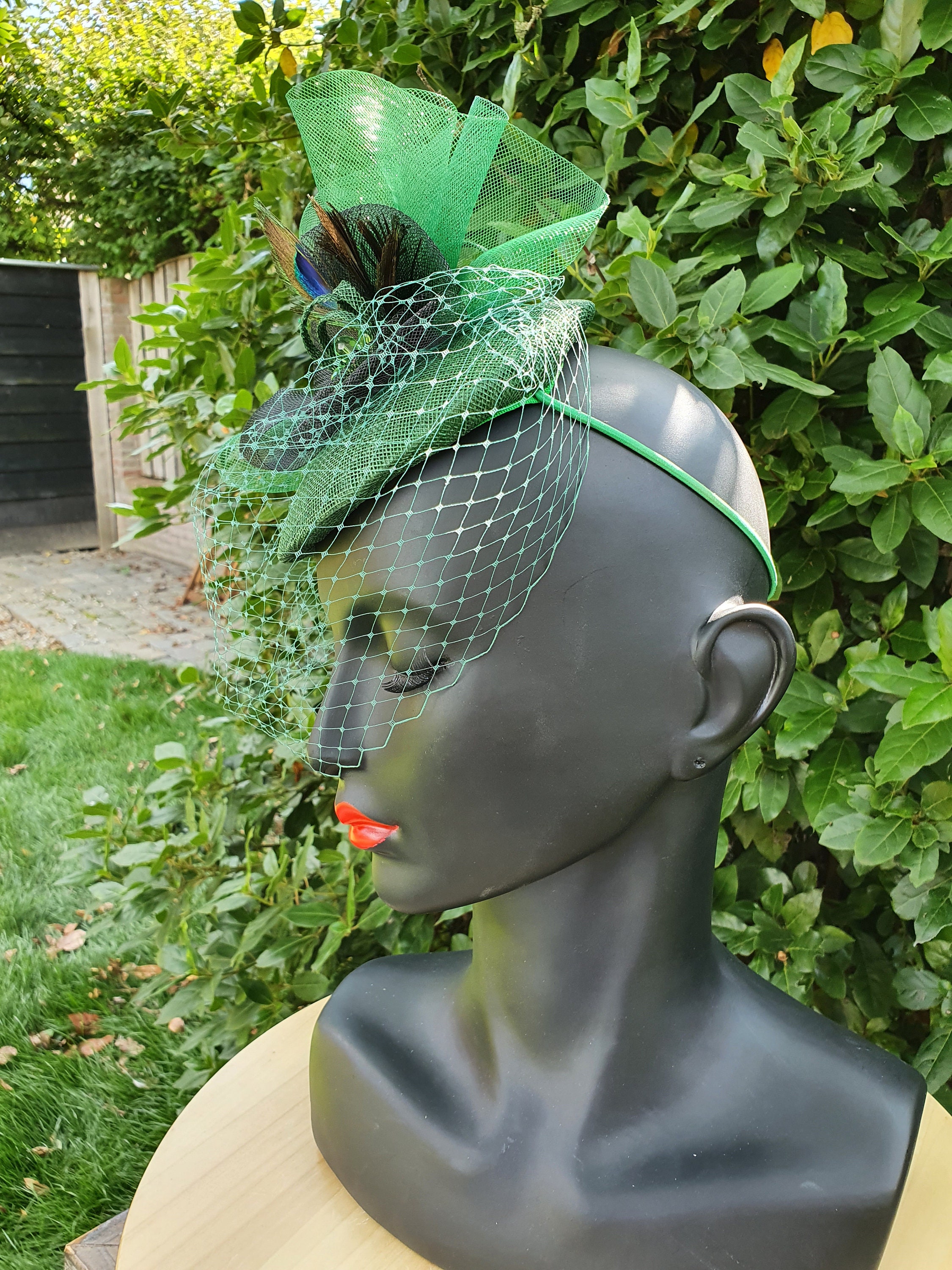 Handmade, Fascinator With Sinamay Turkey Feathers Crinoline, Ladies Hat