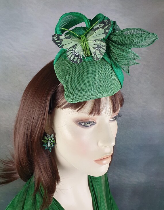Unique Vintage Fascinator Hat Wedding Fascinator, Veiled Hat, Bespoke Fascinator, Woodland  main image 2