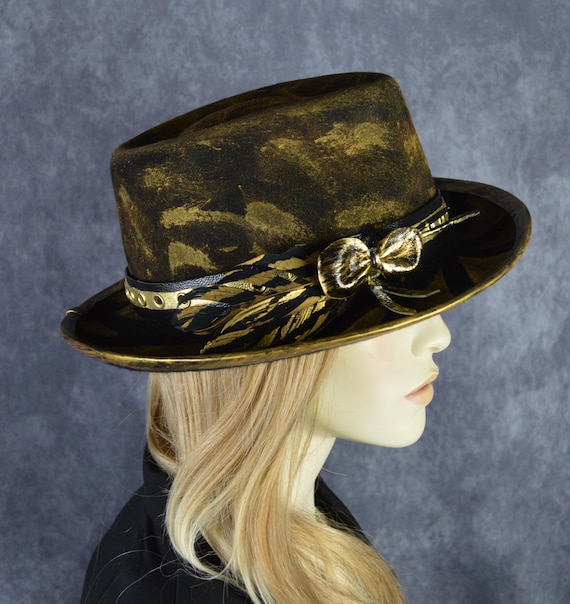 Elegant Black and Gold Women\'s Hat Fancy Gold Black Hat - Etsy main image 4