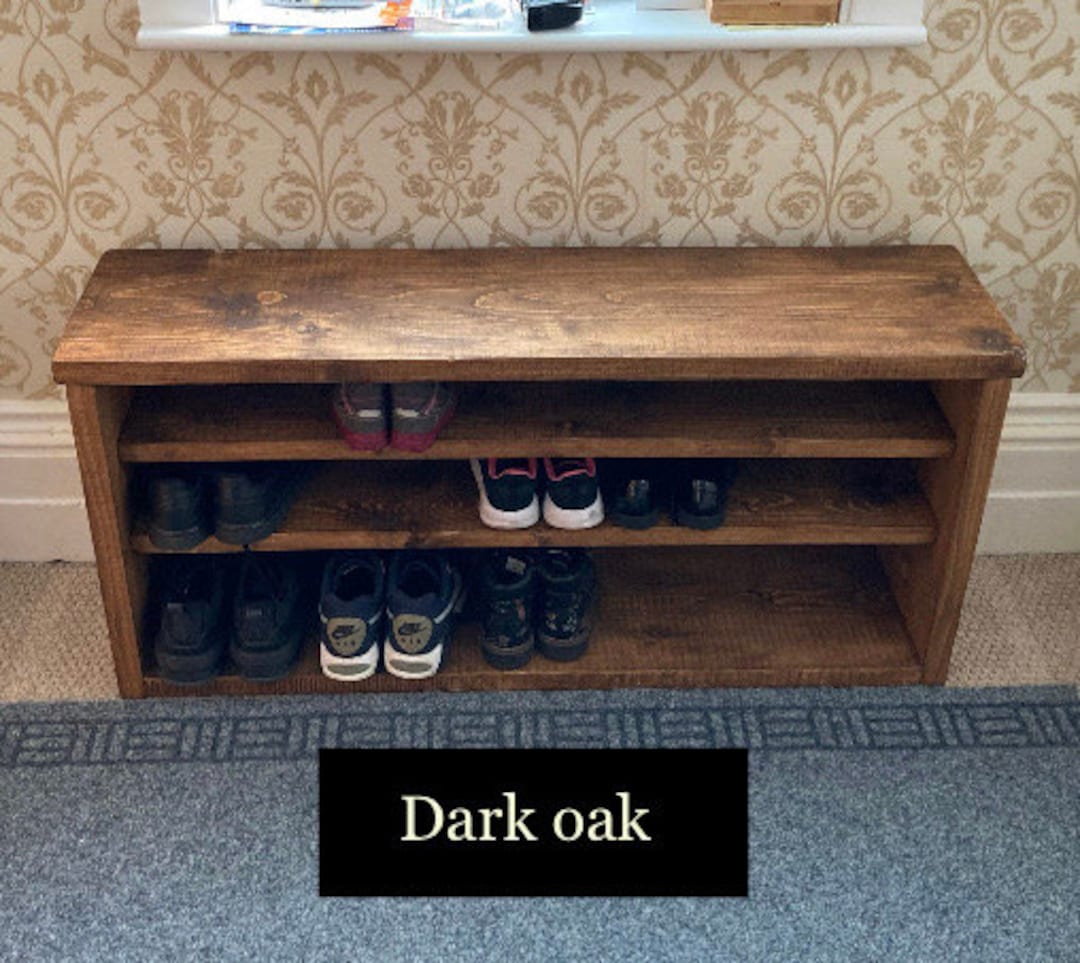 Extra Deep Wooden Shoe Bench, 30cm Deep Shoe Rack, Solid Pine Shoe Store, Rustic Shoe Bench Etsy