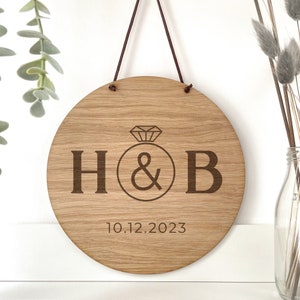 Engagement Party Sign Decoration, Personalised Engagement Present, Gifts for Couple, Keepsake Ornament,  Engraved Wooden Plaque