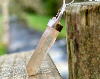 Tangerine Quartz Pendant 925 Silver | Natural Brazilian Crystal Necklace | Sacral Chakra Stone | Healing Jewelry