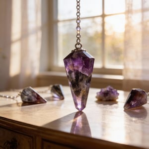 Natürliches Cacoxenit Kristall Pendel - Intuition & Chakra Wahrsagung Werkzeug für Energiearbeit