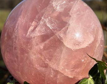 Large Deep Pink Rose Quartz Sphere | Natural Brazilian Crystal Ball | Healing Crystal Decor | Heart Chakra Stone