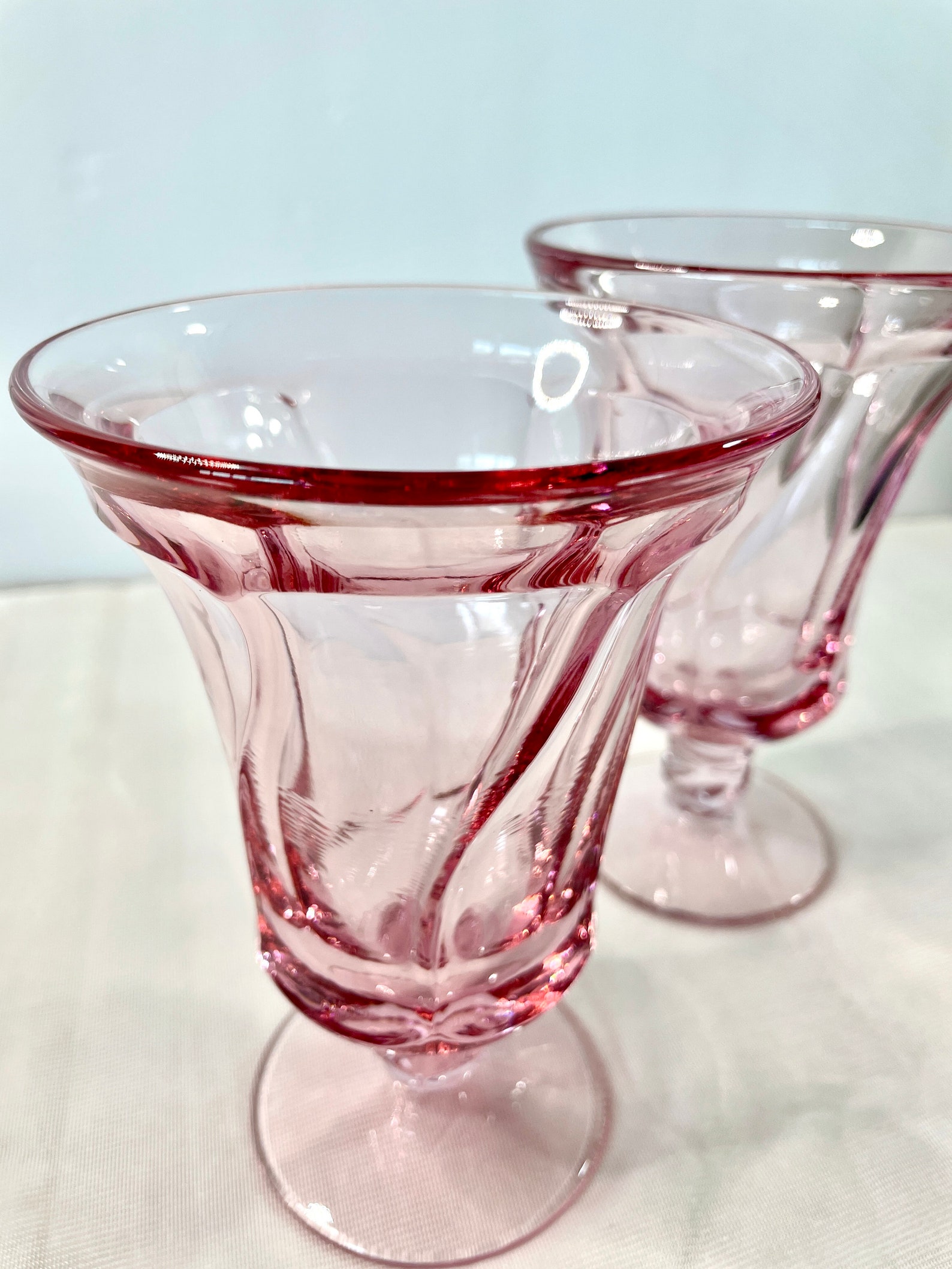Vintage Fostoria Jamestown Pink Goblets Etsy