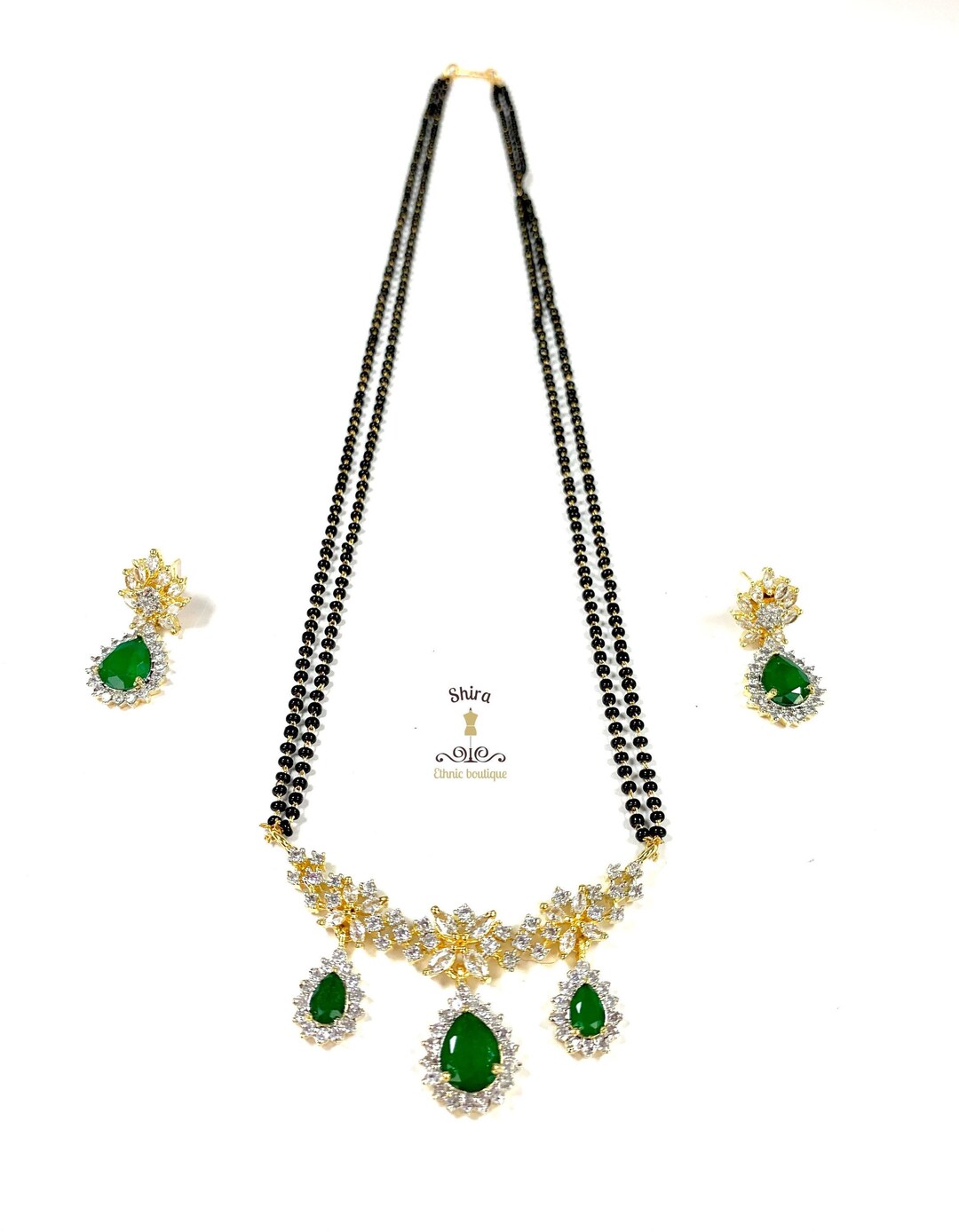 Emerald mangalsutra on sale