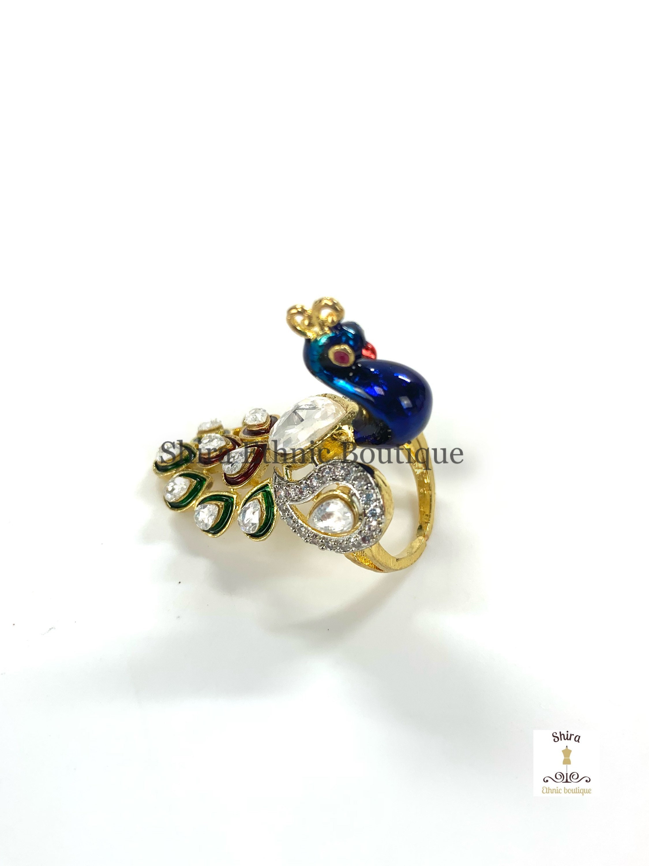 Peacock Ring ,green Adjustable Ring,diamond Cocktail Ring, Faux Diamond  Ring Wedding Jewelry, American Diamond, Cz Ring, Rose Gold - Etsy