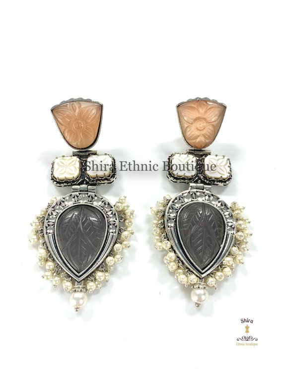 Grey cheap stone earrings