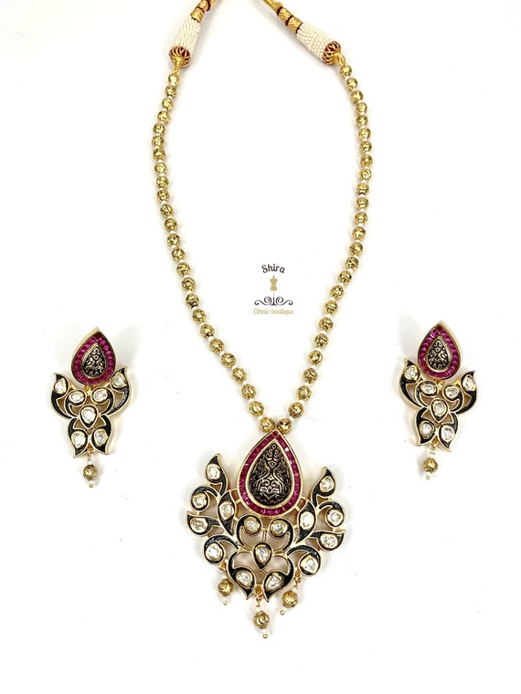 Meenakari pendant set deals