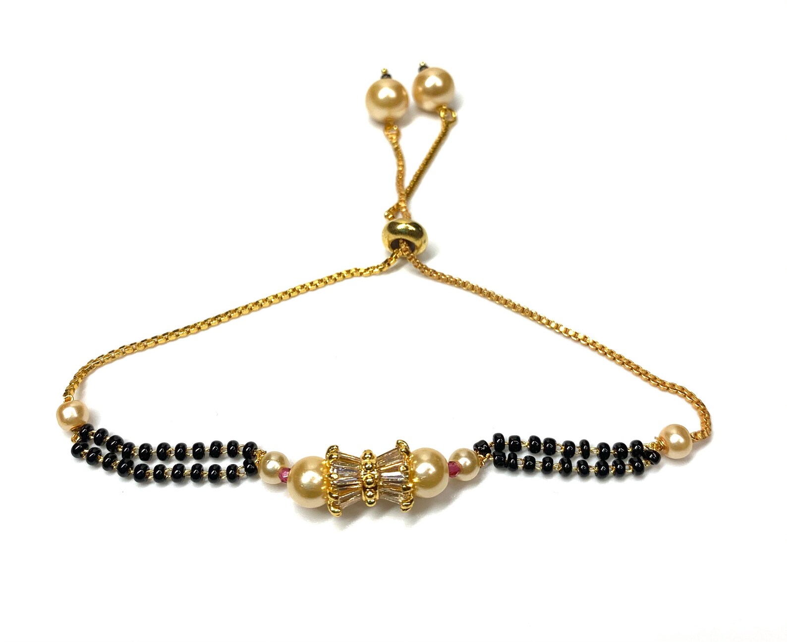 Mangalsutra bracelet in CZ and pearls Etsy