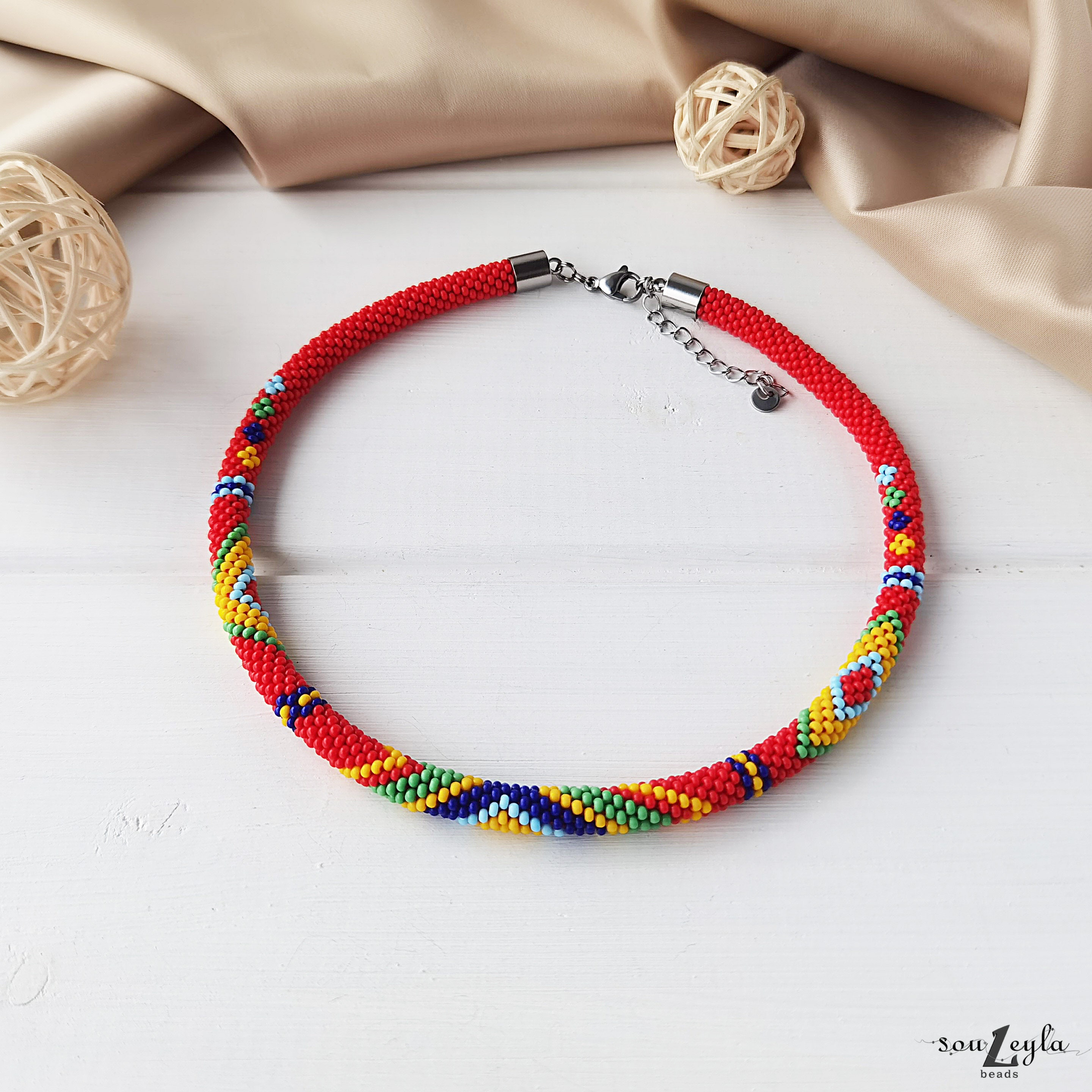 Thin Native American beaded choker necklace Seed bead choker Etsy