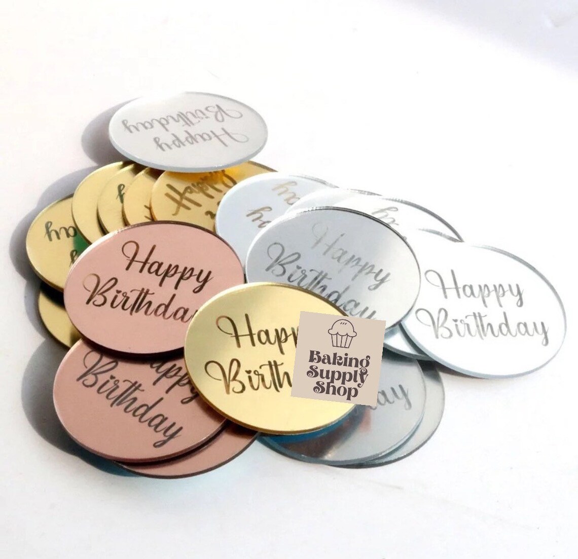 Acrylic Cake Disc Cupcake Toppers Mirror Disc Disc Topper Etsy