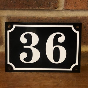 Personalised French Style Metal House Name/Number Plaque in Black & White (10cm x 15cm)