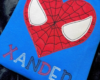 Spidey Boys Personalized Valentine’s Day Embroidered T-Shirt, Heart, Love Spider, spidey man vday shirt, kids custom,Gwen, girl spider