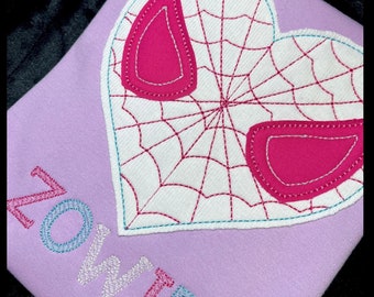 Spidey Girls Personalized Valentine’s Day Embroidered T-Shirt, Heart, Love Spider, spidey man vday shirt, kids custom,Gwen, girl spider