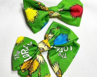 Hair Bow| Pinwheel Hair Bow| Lorax SAVE THE TREES hair bow | Gift for her | girls gift |