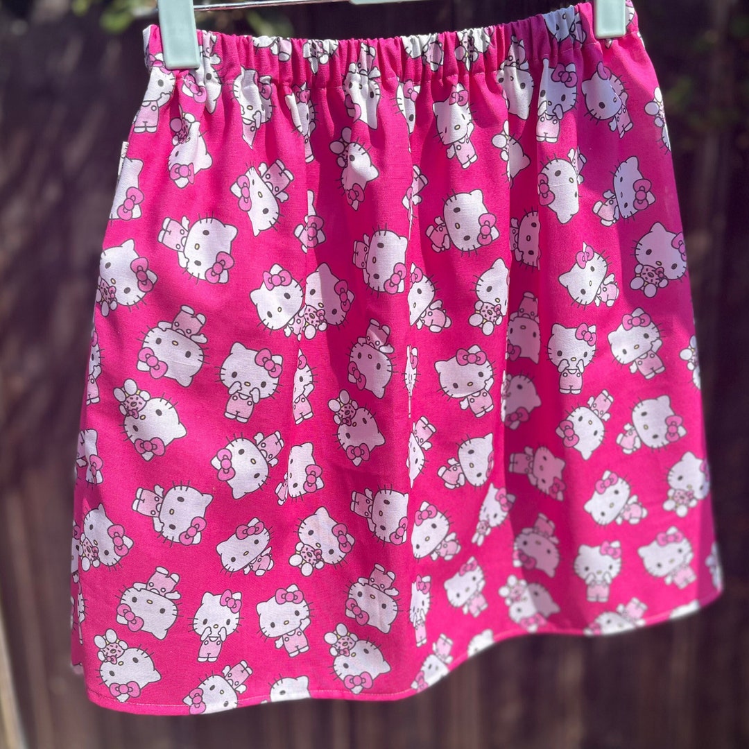 Hello Kitty Girls High Waist Skirt Pom Poms Rufflesbirthday Etsy