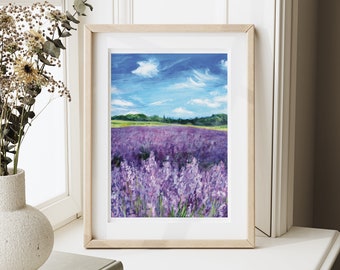 Lavender Art Print, Floral Art Print, Wildflower Wall Art, Lavender Fields, Living Room Decor Flower, Art Print A4 A5