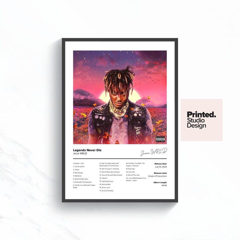 Juice WRLD Poster Legends Never Die Album Cover Poster Print Etsy